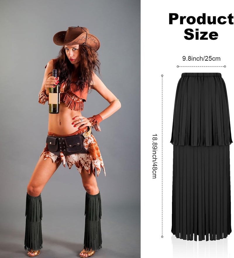 Skicuff Women's Hippie Fringe Boot Covers 60s Leg Warmers Hippie Costume Accessories for Adults, Standard Size, Average Size - Image 2